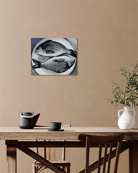Maľovanie podľa čísel Ryby na tanieri, 80 × 100 cm, bez rámu a bez napnutia plátna ...