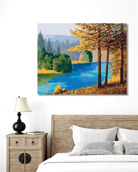 Maľovanie podľa čísel Rieka tečúca v lese, 80 × 100 cm, plátno napnuté na rám ...