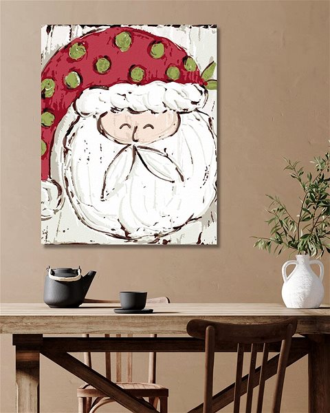 Maľovanie podľa čísel Santa s bodkovanou čiapkou (Haley Bush), 80 × 100 cm, plátno napnuté na rám ...