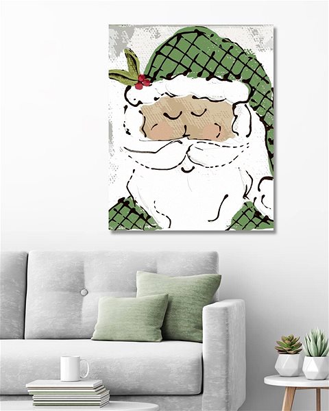 Maľovanie podľa čísel Santa so zelenou čiapkou (Haley Bush), 40×50 cm, bez rámu a bez vypnutia plátna ...