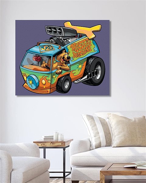 Maľovanie podľa čísel Scooby a dodávka Mystery Machine (Scooby Doo), 40×50 cm, vypnuté plátno na rám ...