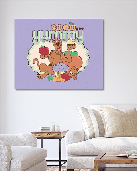 Maľovanie podľa čísel Scooby s muffinom (Scooby Doo), 40 × 50 cm, plátno napnuté na rám ...