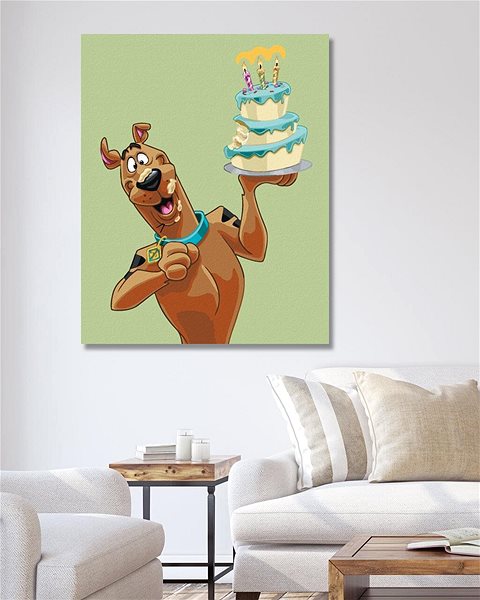 Maľovanie podľa čísel Scooby s narodeninovou tortou (Scooby Doo), 40×50 cm, vypnuté plátno na rám ...