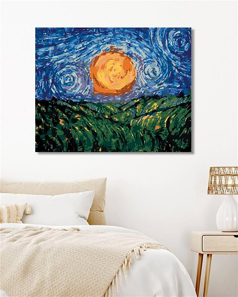 Maľovanie podľa čísel Slnko na oblohe podľa Van Gogha, 40×50 cm, bez rámu a bez vypnutia plátna ...