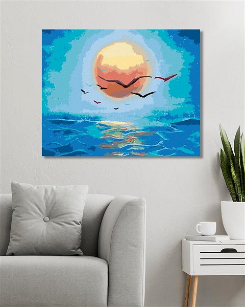 Maľovanie podľa čísel Slnko nad morom, 40×50 cm, vypnuté plátno na rám ...