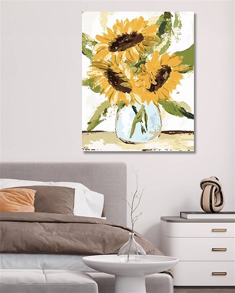 Maľovanie podľa čísel Slnečnice vo váze 2 (Haley Bush), 80 × 100 cm, bez rámu a bez napnutia plátna ...