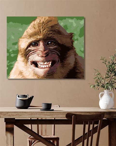 Maľovanie podľa čísel Smejúca sa opica, 80 × 100 cm, plátno napnuté na rám ...