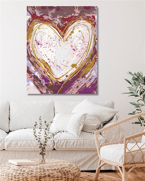 Maľovanie podľa čísel Srdce na fialovom pozadí (Haley Bush), 80×100 cm, bez rámu a bez vypnutia plátna ...
