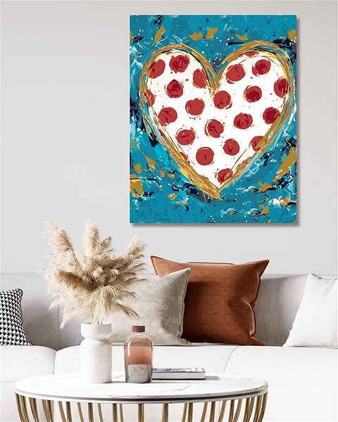 Maľovanie podľa čísel Srdce s červenými bodkami (Haley Bush), 80 × 100 cm, bez rámu a bez napnutia plátna ...