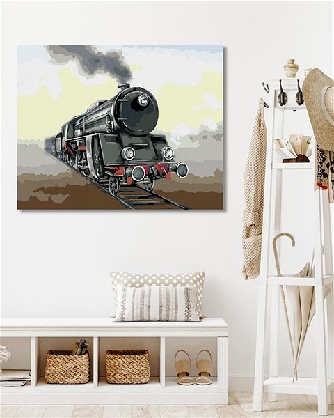 Maľovanie podľa čísel Stará lokomotíva II, 80 × 100 cm, bez rámu a bez napnutia plátna ...