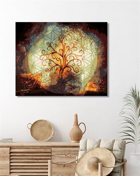 Maľovanie podľa čísel Strom života vo vesmírnom pozadí, 40 × 50 cm, plátno napnuté na rám ...
