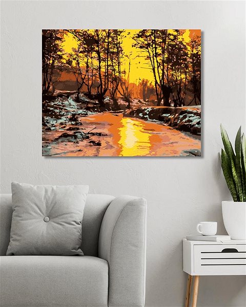 Maľovanie podľa čísel Studený západ slnka, 40 × 50 cm, plátno napnuté na rám ...