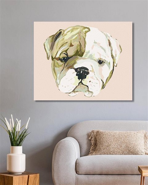Maľovanie podľa čísel Šteniatko bulldoga (Haley Bush), 80 × 100 cm, bez rámu a bez napnutia plátna ...