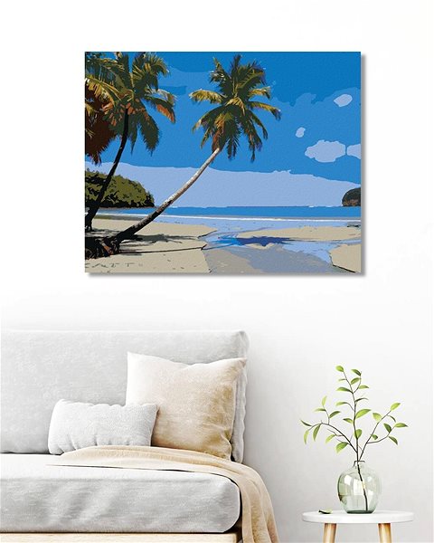 Maľovanie podľa čísel Tropická pláž v Karibiku, 40×50 cm, bez rámu a bez vypnutia plátna ...