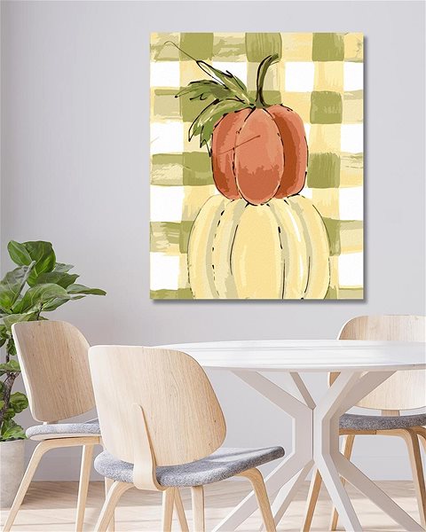 Maľovanie podľa čísel Tri tekvice Gingham (Haley Bush), 40×50 cm, bez rámu a bez vypnutia plátna ...