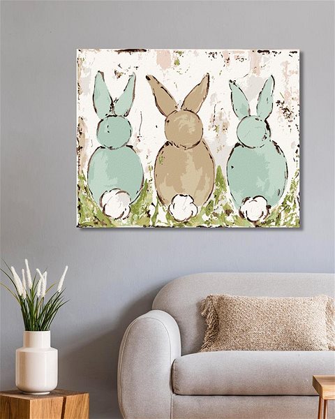 Maľovanie podľa čísel Tri králiky (Haley Bush), 80 × 100 cm, plátno napnuté na rám ...