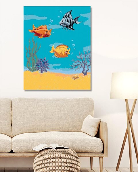 Maľovanie podľa čísel Tri smejúce sa rybičky (Sue Ellen Brown), 40×50 cm, bez rámu a bez vypnutia plátna ...