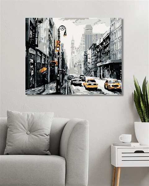 Maľovanie podľa čísel Ulice v New Yorku a taxíky, 40×50 cm, bez rámu a bez vypnutia plátna ...