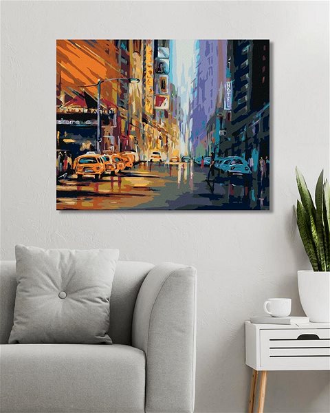 Maľovanie podľa čísel Večerný život v New Yorku, 40 × 50 cm, bez rámu a bez napnutia plátna ...