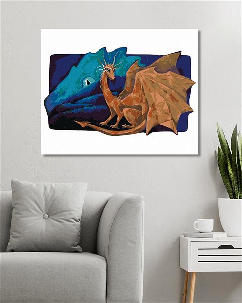 Maľovanie podľa čísel Veľký mesačný drak spolu so zlatým drakom, 40×50 cm, bez rámu a bez vypnutia plátna ...