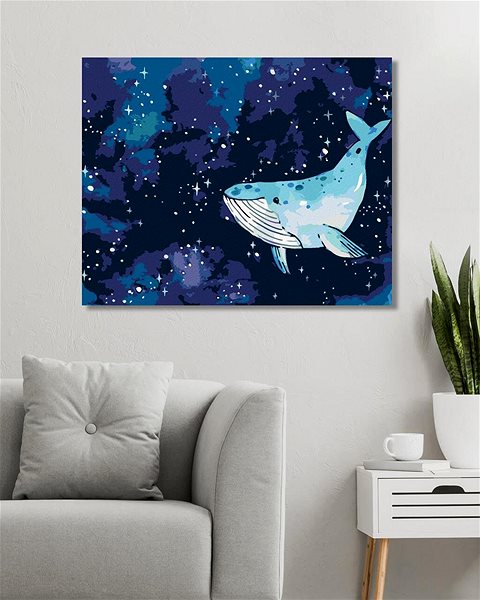 Maľovanie podľa čísel Veľryba pláva po nočnej oblohe, 40×50 cm, bez rámu a bez vypnutia plátna ...