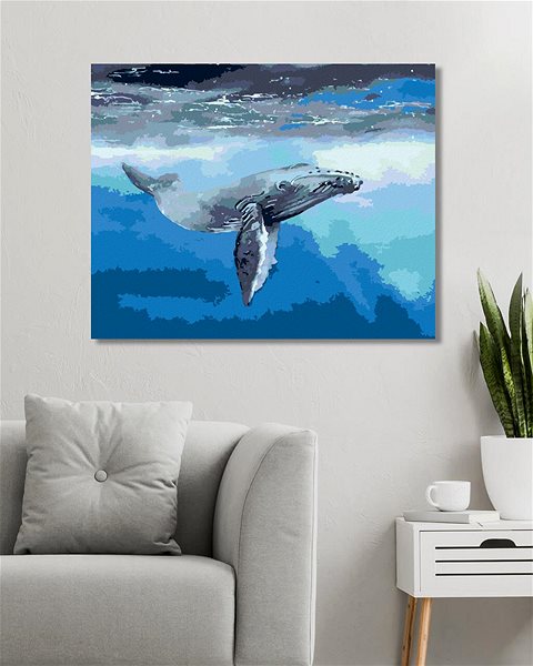 Maľovanie podľa čísel Veľryba v temnom mori, 80 × 100 cm, bez rámu a bez napnutia plátna ...