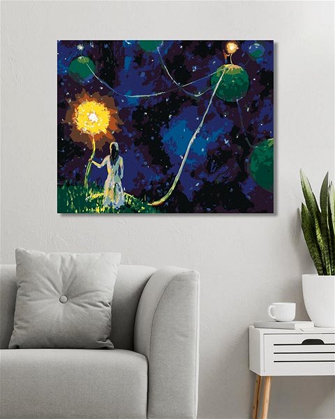 Maľovanie podľa čísel Vesmírne prepojenie planét, 40×50 cm, bez rámu a bez vypnutia plátna ...