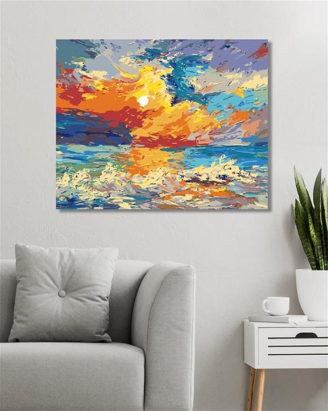 Maľovanie podľa čísel Viacfarebný západ slnka, 40×50 cm, vypnuté plátno na rám ...