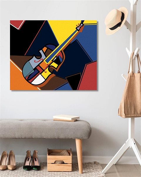 Maľovanie podľa čísel Violončelo v kubistickom štýle, 40×50 cm, vypnuté plátno na rám ...