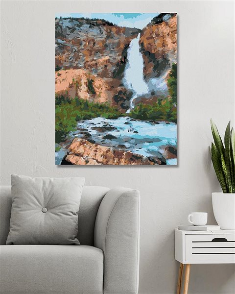 Maľovanie podľa čísel Vodopád v lese, 80 × 100 cm, bez rámu a bez napnutia plátna ...