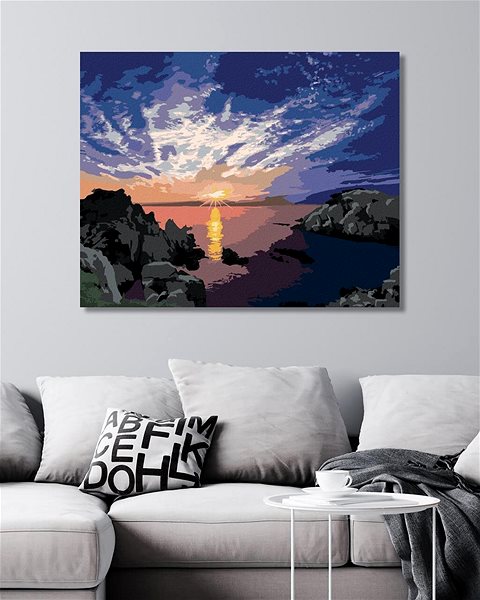 Maľovanie podľa čísel Východ slnka nad pobrežím, 80 × 100 cm, plátno napnuté na rám ...
