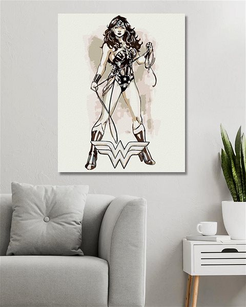 Maľovanie podľa čísel Wonder Woman čiernobiely plagát II, 40×50 cm, bez rámu a bez vypnutia plátna ...