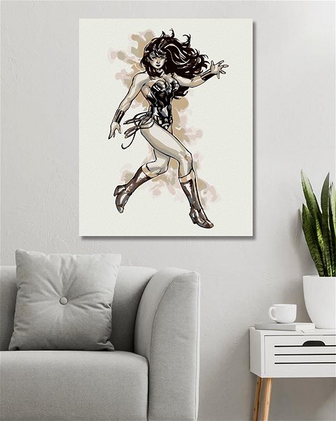 Maľovanie podľa čísel Wonder Woman čiernobiely plagát III, 40×50 cm, bez rámu a bez vypnutia plátna ...