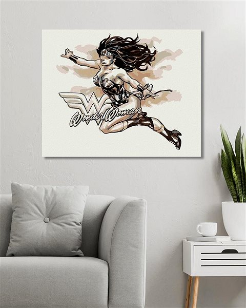 Maľovanie podľa čísel Wonder Woman čiernobiely plagát iv, 40×50 cm, bez rámu a bez vypnutia plátna ...