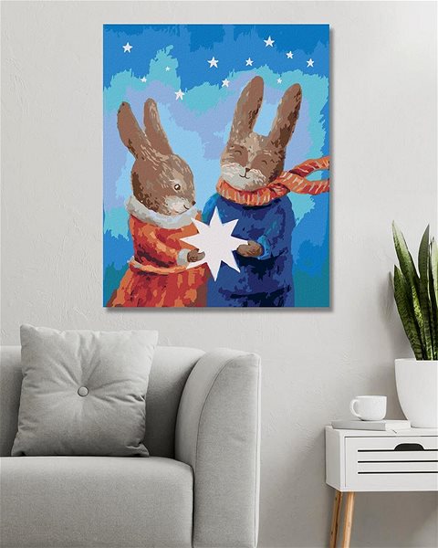 Maľovanie podľa čísel Zamilované zajace, 40×50 cm, bez rámu a bez vypnutia plátna ...