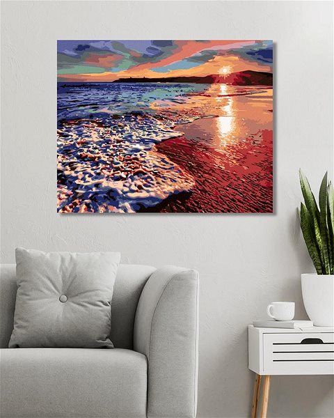 Maľovanie podľa čísel Západ slnka na brehu pláže II, 40×50 cm, bez rámu a bez vypnutia plátna ...