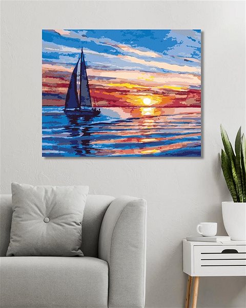 Maľovanie podľa čísel Západ slnka na mori, 40×50 cm, bez rámu a bez vypnutia plátna ...