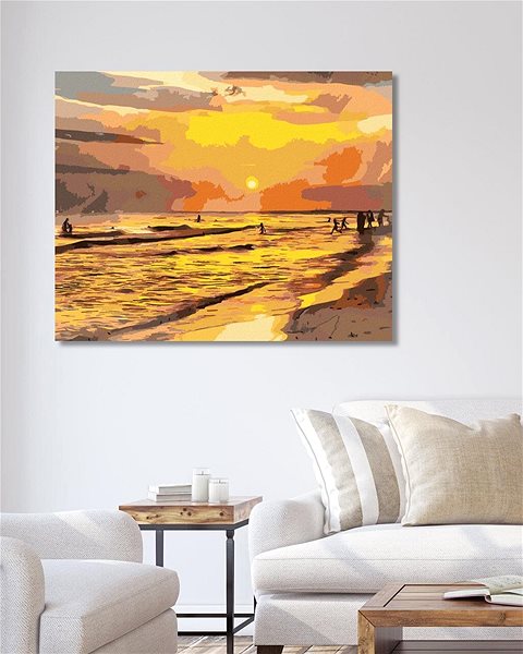 Maľovanie podľa čísel Západ slnka na pláži, 40×50 cm, bez rámu a bez vypnutia plátna ...