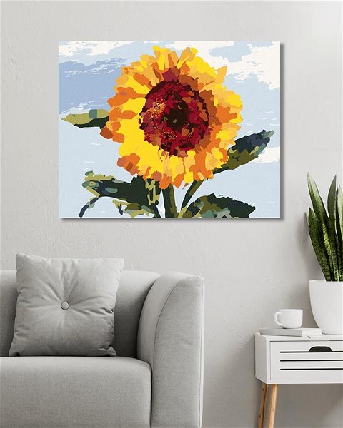 Maľovanie podľa čísel Žiarivá slnečnica, 40×50 cm, bez rámu a bez vypnutia plátna ...