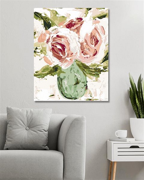 Maľovanie podľa čísel Zátišie ruže vo váze (Haley Bush), 80 × 100 cm, bez rámu a bez napnutia plátna ...