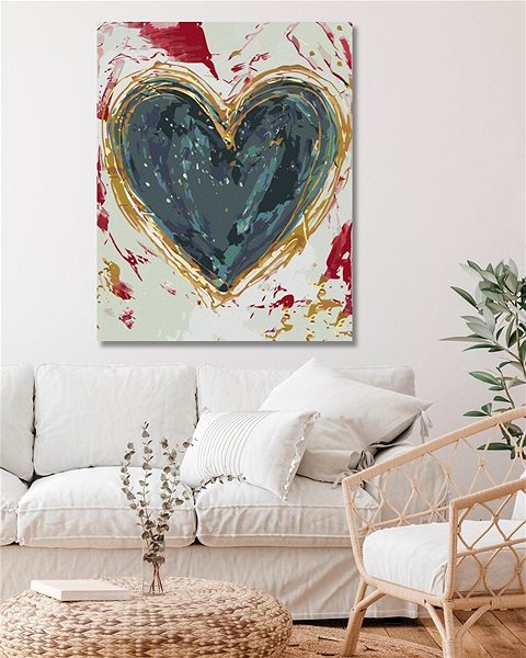 Maľovanie podľa čísel Zelené srdce na farebnom pozadí (Haley Bush), 80×100 cm, bez rámu a bez vypnutia plátna ...