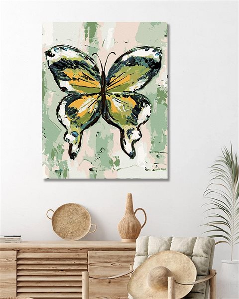 Maľovanie podľa čísel Zelenožltý motýľ (Haley Bush), 40×50 cm, vypnuté plátno na rám ...