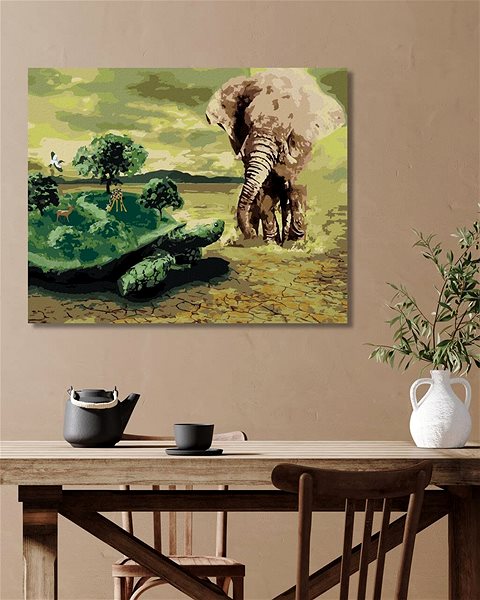 Maľovanie podľa čísel Korytnačka v Afrike, 80 × 100 cm, bez rámu a bez napnutia plátna ...