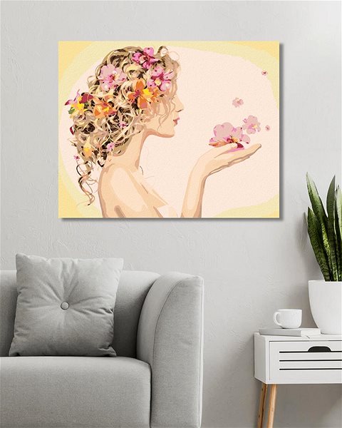 Maľovanie podľa čísel Žena a jej účes s kvetinami, 80 × 100 cm, plátno napnuté na rám ...