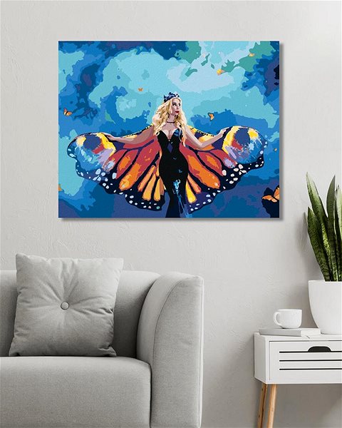 Maľovanie podľa čísel Žena a obrovské motýlie krídla, 40×50 cm, bez rámu a bez vypnutia plátna ...