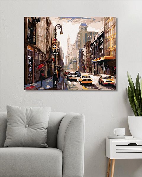 Maľovanie podľa čísel Žena s dáždnikom v New Yorku, 40×50 cm, bez rámu a bez vypnutia plátna ...