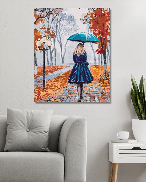Maľovanie podľa čísel Žena s dáždnikom v parku, 80 × 100 cm, bez rámu a bez napnutia plátna ...
