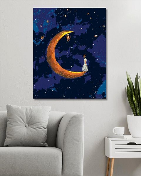 Maľovanie podľa čísel Žena stojaca na mesiaci, 40×50 cm, vypnuté plátno na rám ...