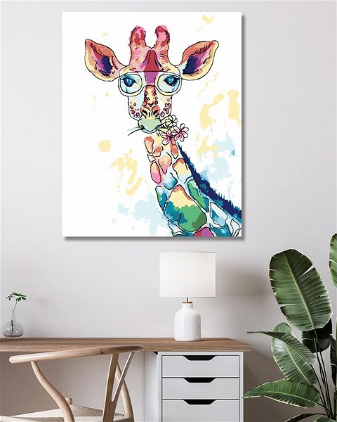 Maľovanie podľa čísel Žirafa s okuliarmi, 40×50 cm, bez rámu a bez vypnutia plátna ...