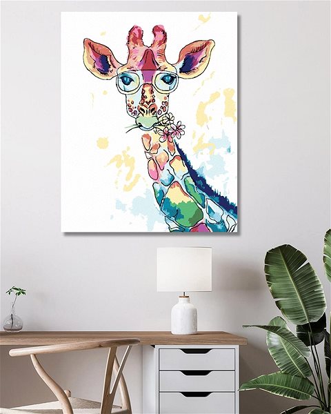 Maľovanie podľa čísel Žirafa s okuliarmi, 80 × 100 cm, bez rámu a bez napnutia plátna ...